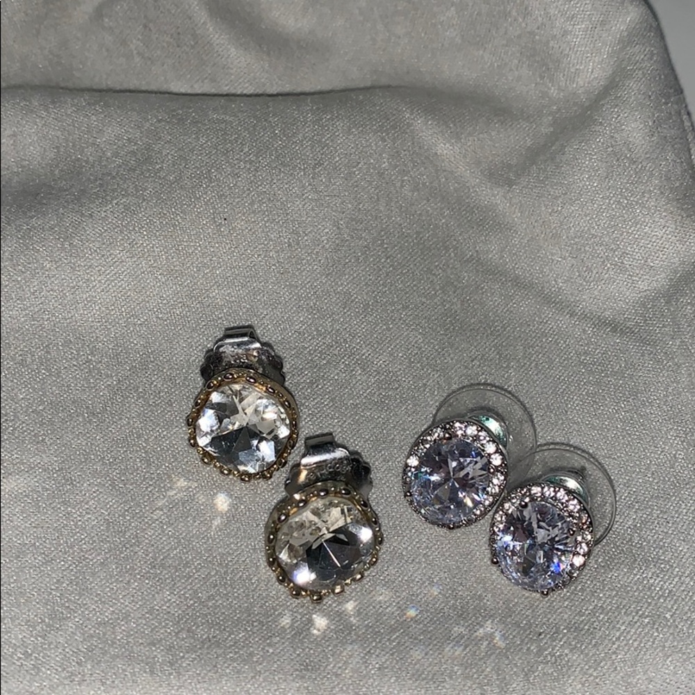 Faux diamond earring duo!
